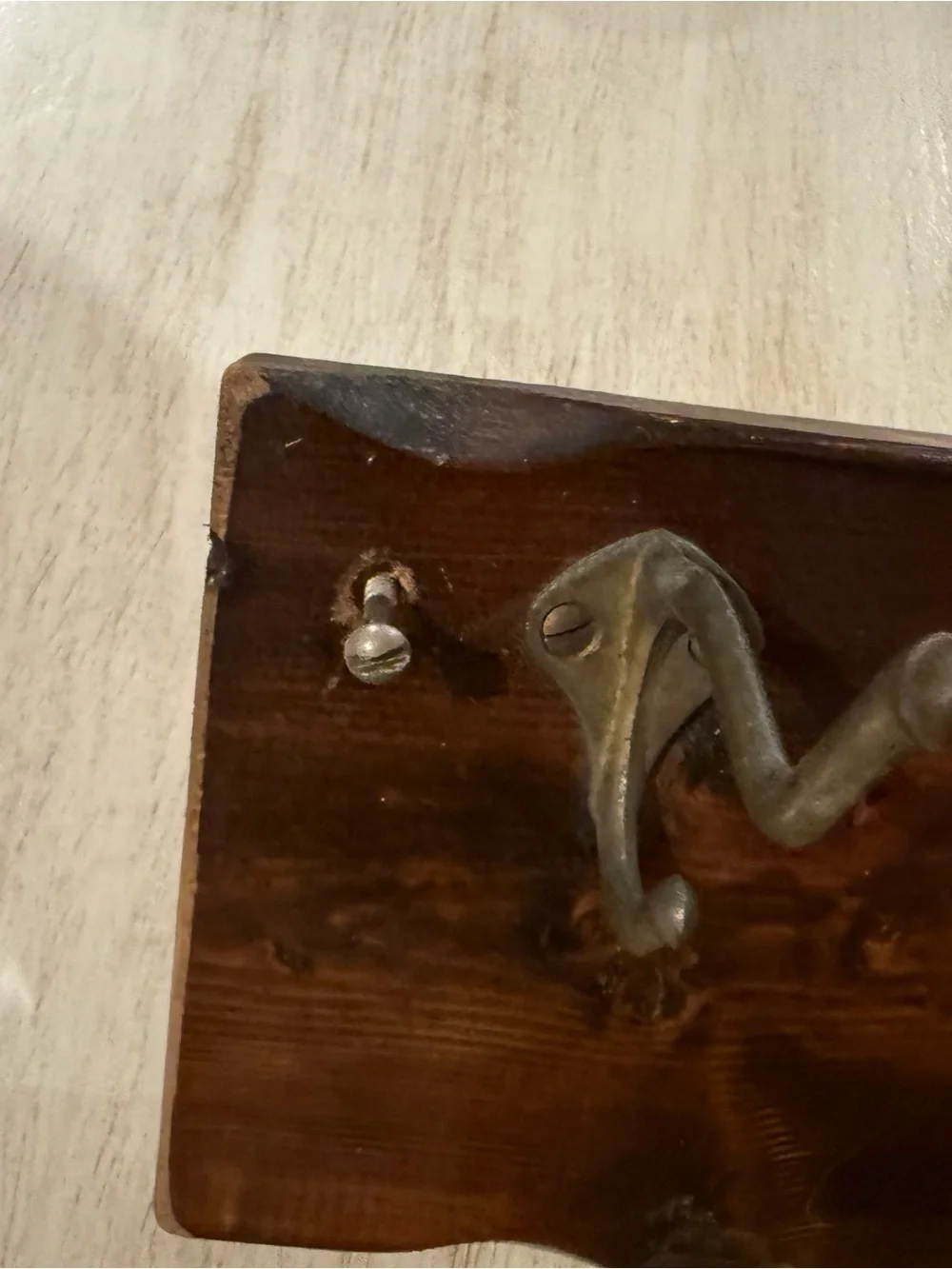 Vintage Wood Wall Hook Coat Rack in with Antique Brass and Eagle Accents